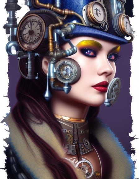 Steampunk Queen in Detailed Vector Art