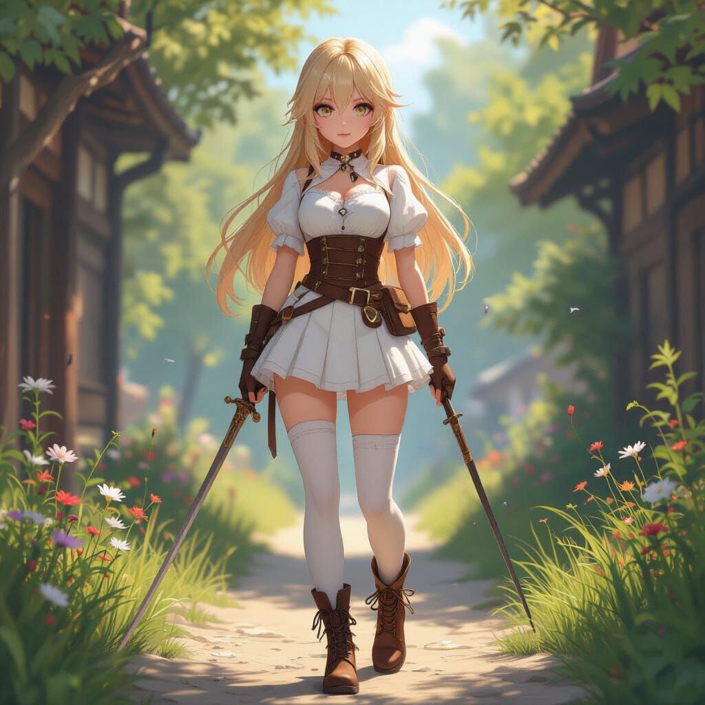 Blonde Female Ranger in White Outfit, 3D Anime Art