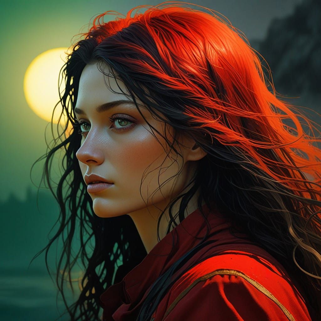 Ethereal Sea Green Eyes in a Masterpiece of Colorful Horror...