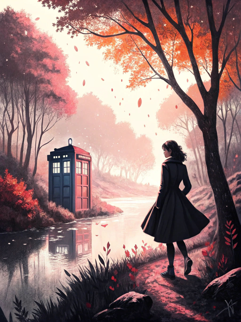 Mystical Forest Portal: Clara Oswald Inspired Digital Art