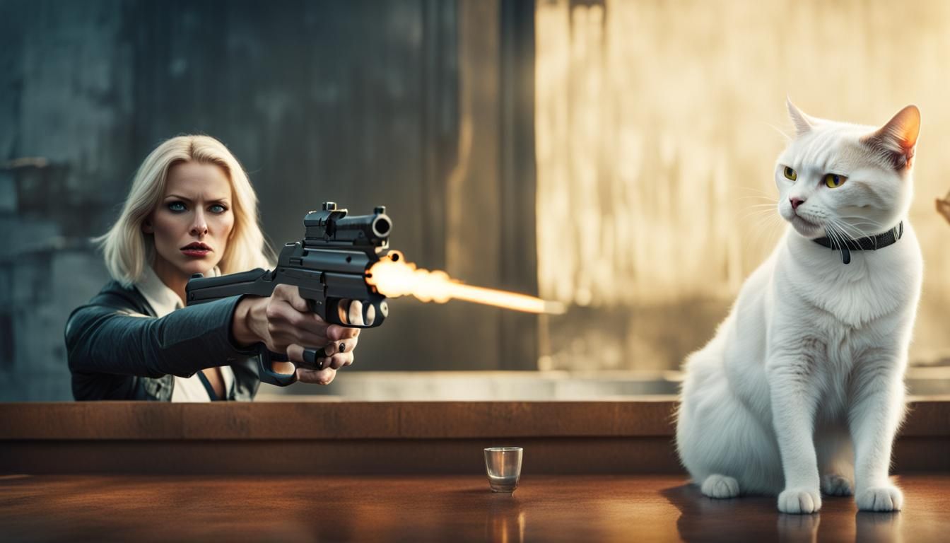 An angry blond battle for a cat