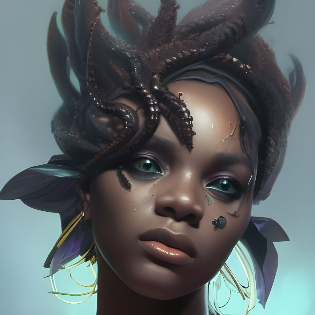 Demonic Goddess Portrait in Hyperdetailed Style