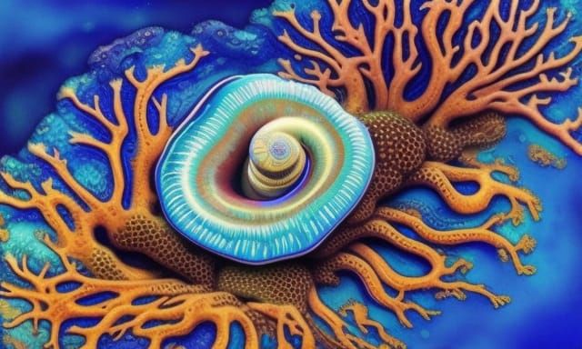 Glowing Blue Tunicates on Coral Reef