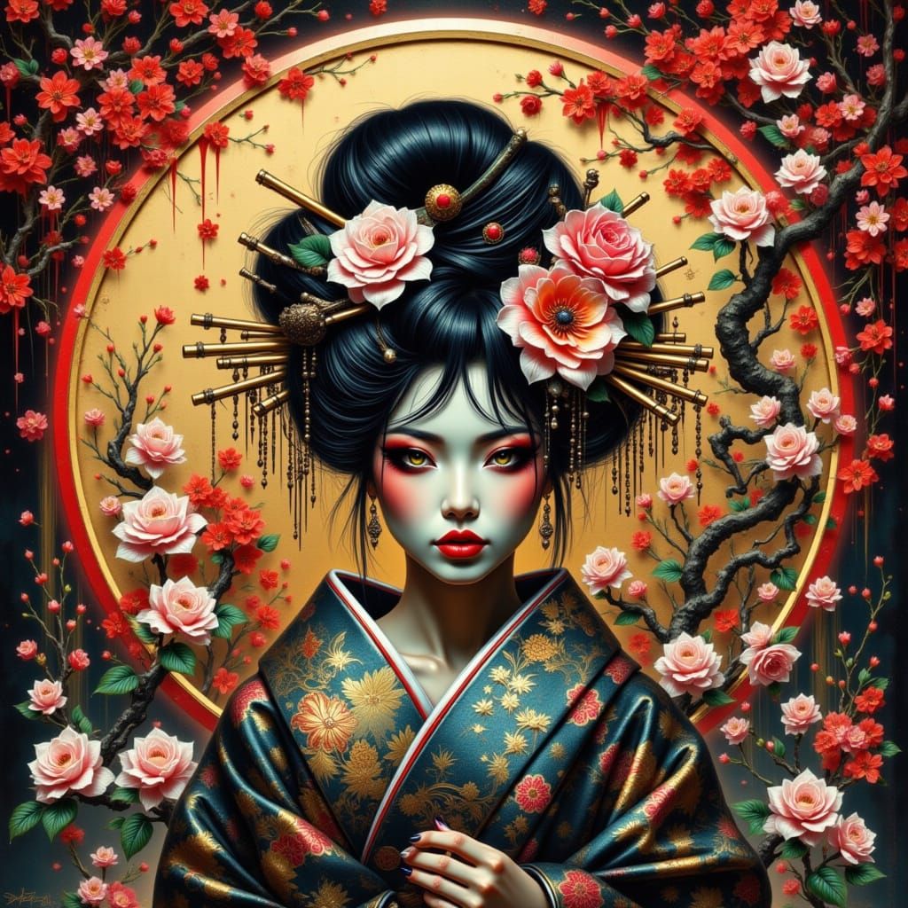 Geisha in Traditional Japanese Attire