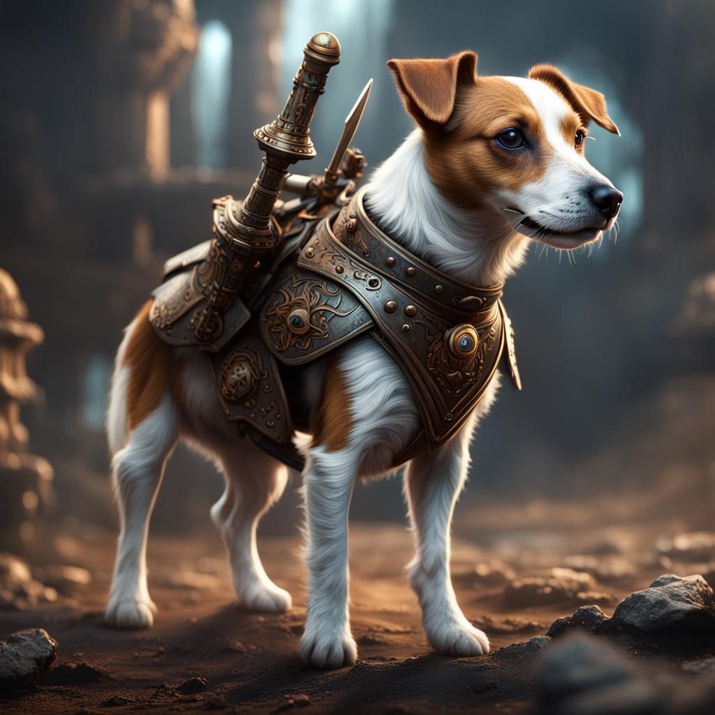 Jack Russell Warrior: Detailed Fantasy Art