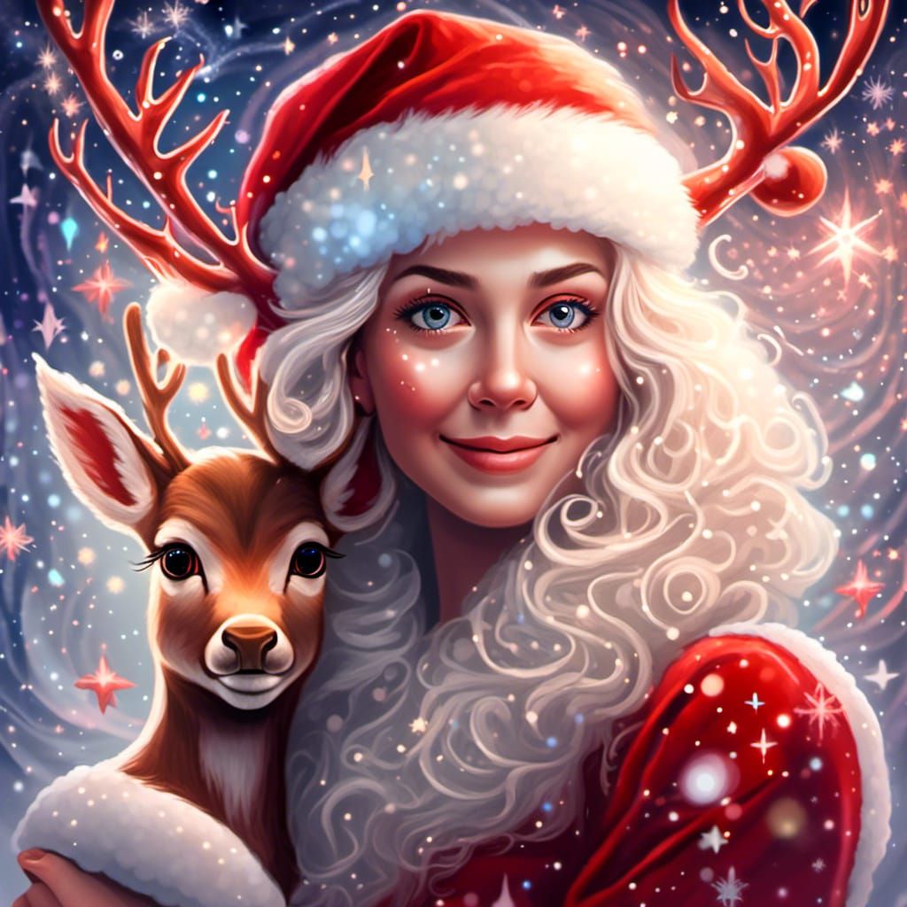 Beautiful Modern Santa and Mother Christmas Illustration