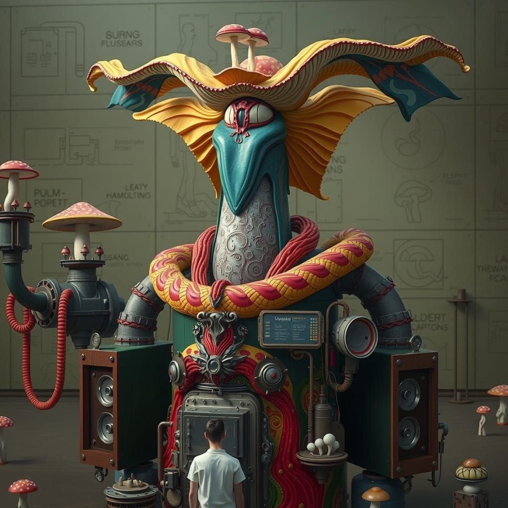 Intricate Mushroom Sculpture in Hyperrealistic Detail