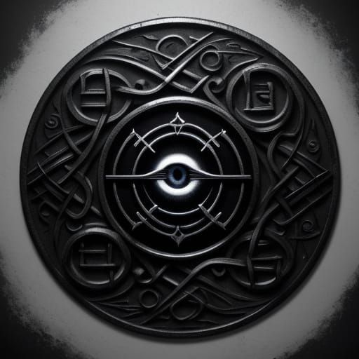 Mystical Dark Fantasy Glyph with Glowing Eye