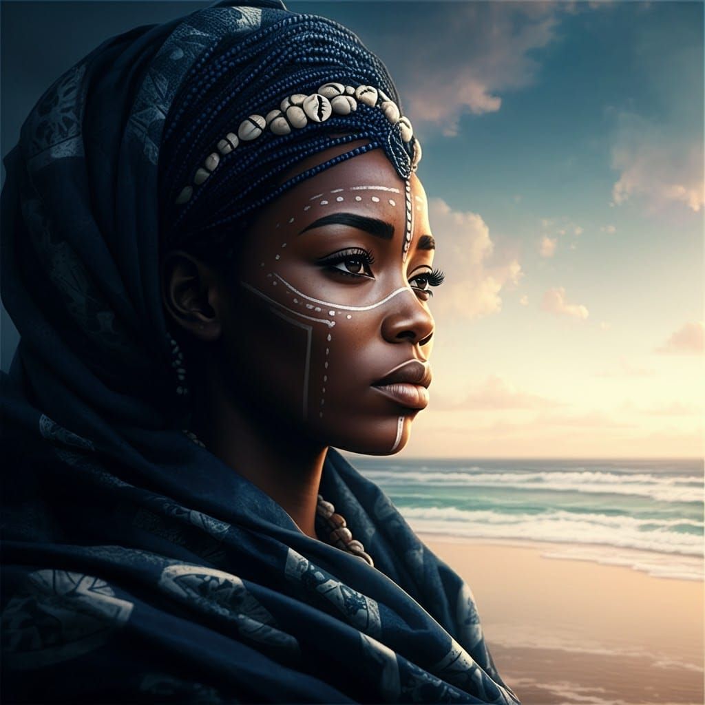 Yoruba Goddess Velekete on Serene Beach