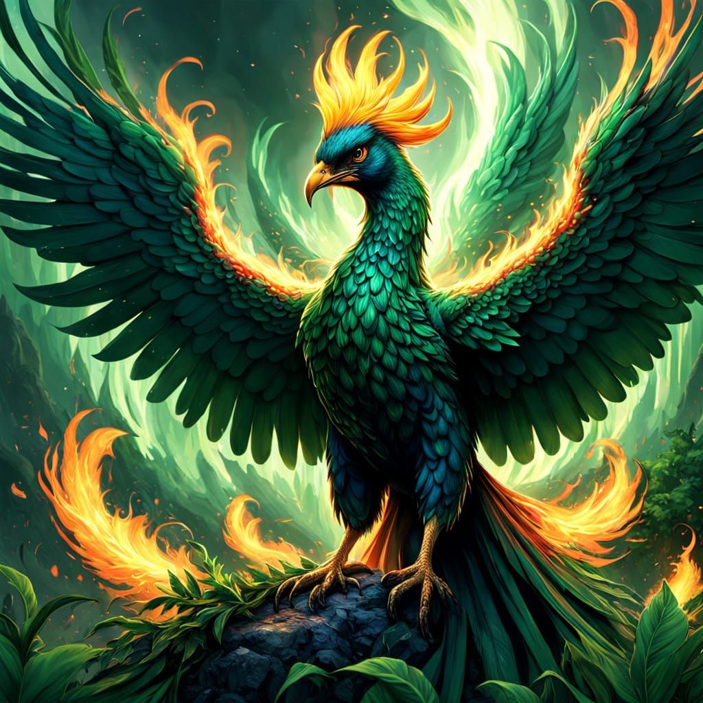 Phoenix in Green Flames: Comic Book Art