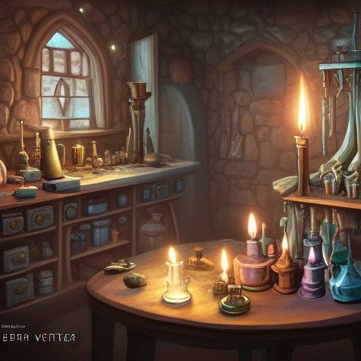 Mysterious Wizard's Laboratory Digital Painting