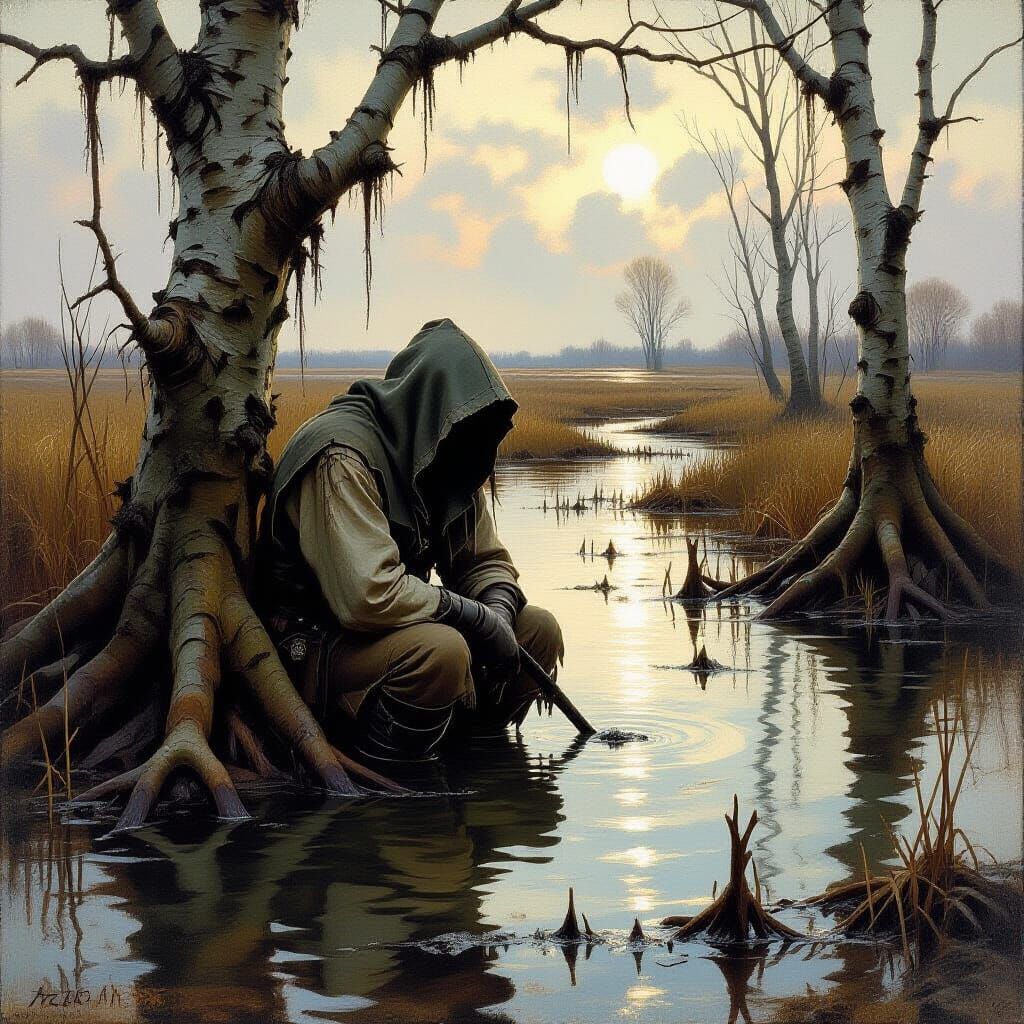 Medieval Figure Hides in Athelney Marshes