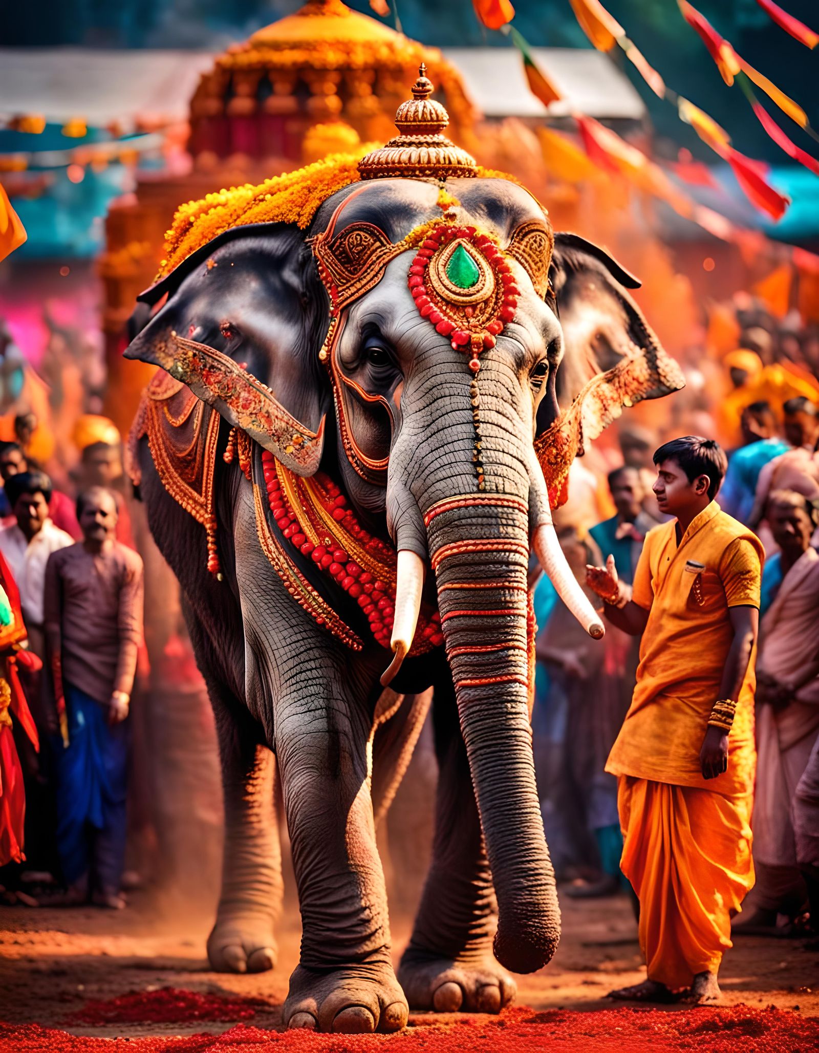 Jeweled Elephant in Indian Ceremony: Hyperrealistic HDR