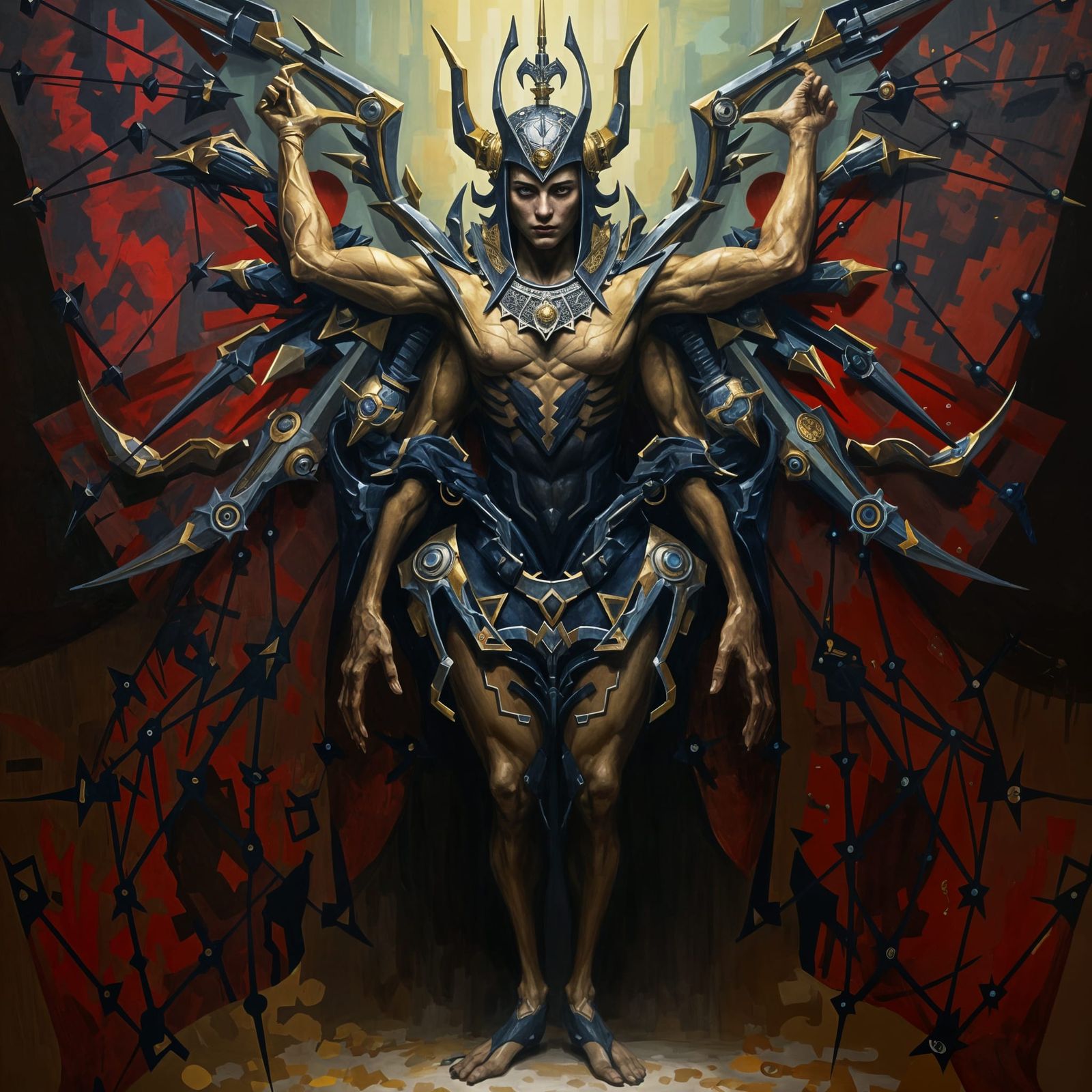 Cybernetic Seraph in Vibrant Digital Art