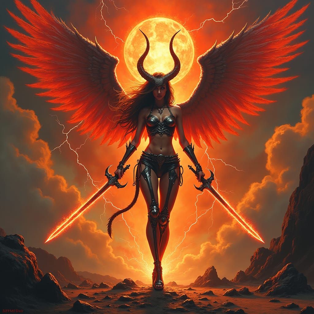 Epic Cyborg Demon Centaur in Cyberpunk Hellscape