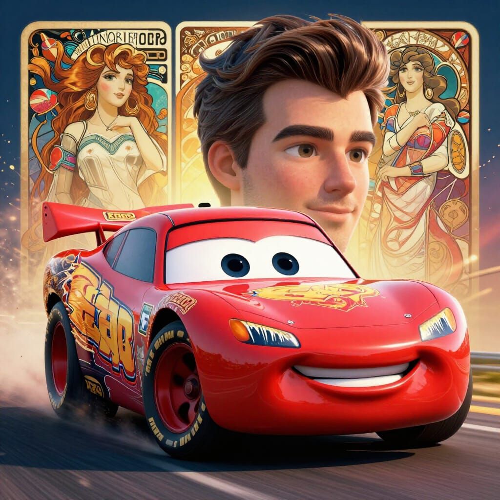 Lightning McQueen Concept Art in Dynamic Style