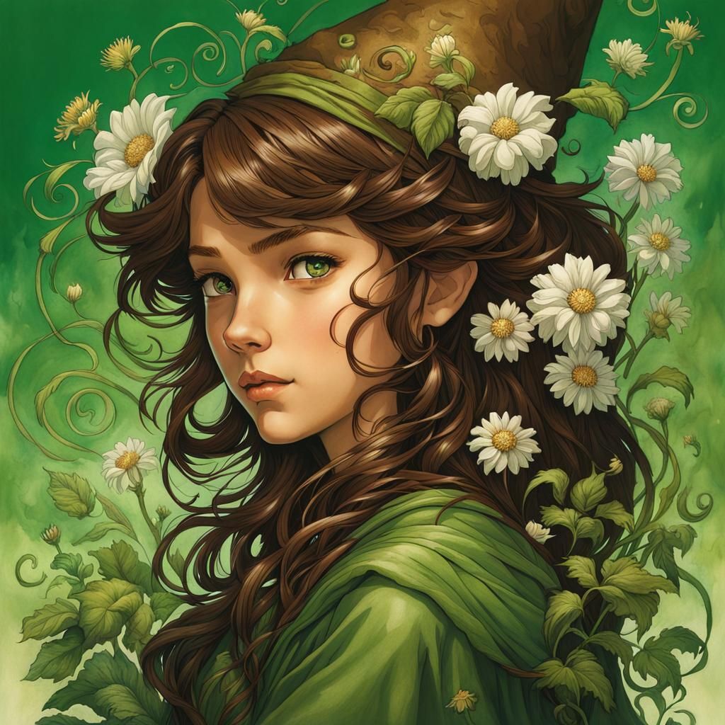 Anime Girl Wizard in Chiaroscuro Style