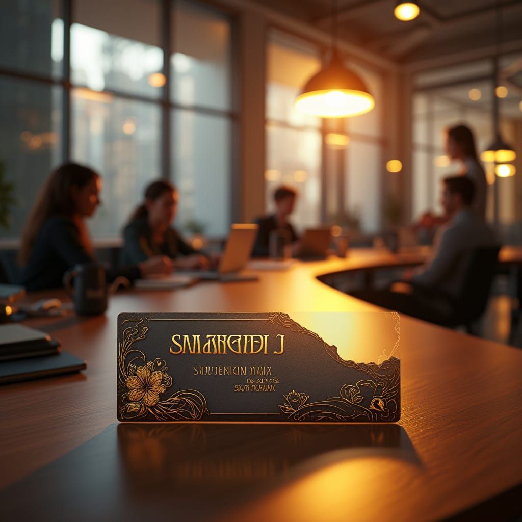 Luxury Business Card Design in Modern Office Setting