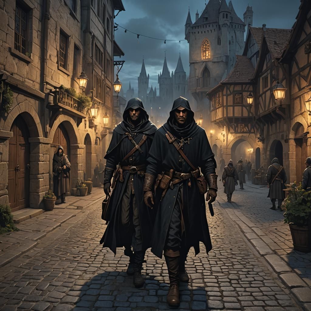 Medieval Town Arrival: Dark Fantasy Concept Art