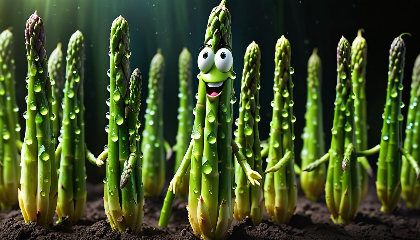 Cute Anthropomorphic Asparagus with Transparent Head
