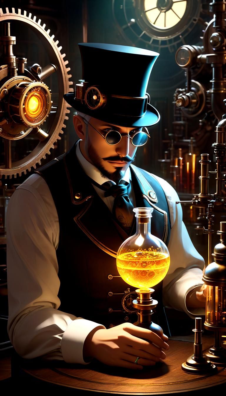 Steampunk Alchemist's Hidden Laboratory