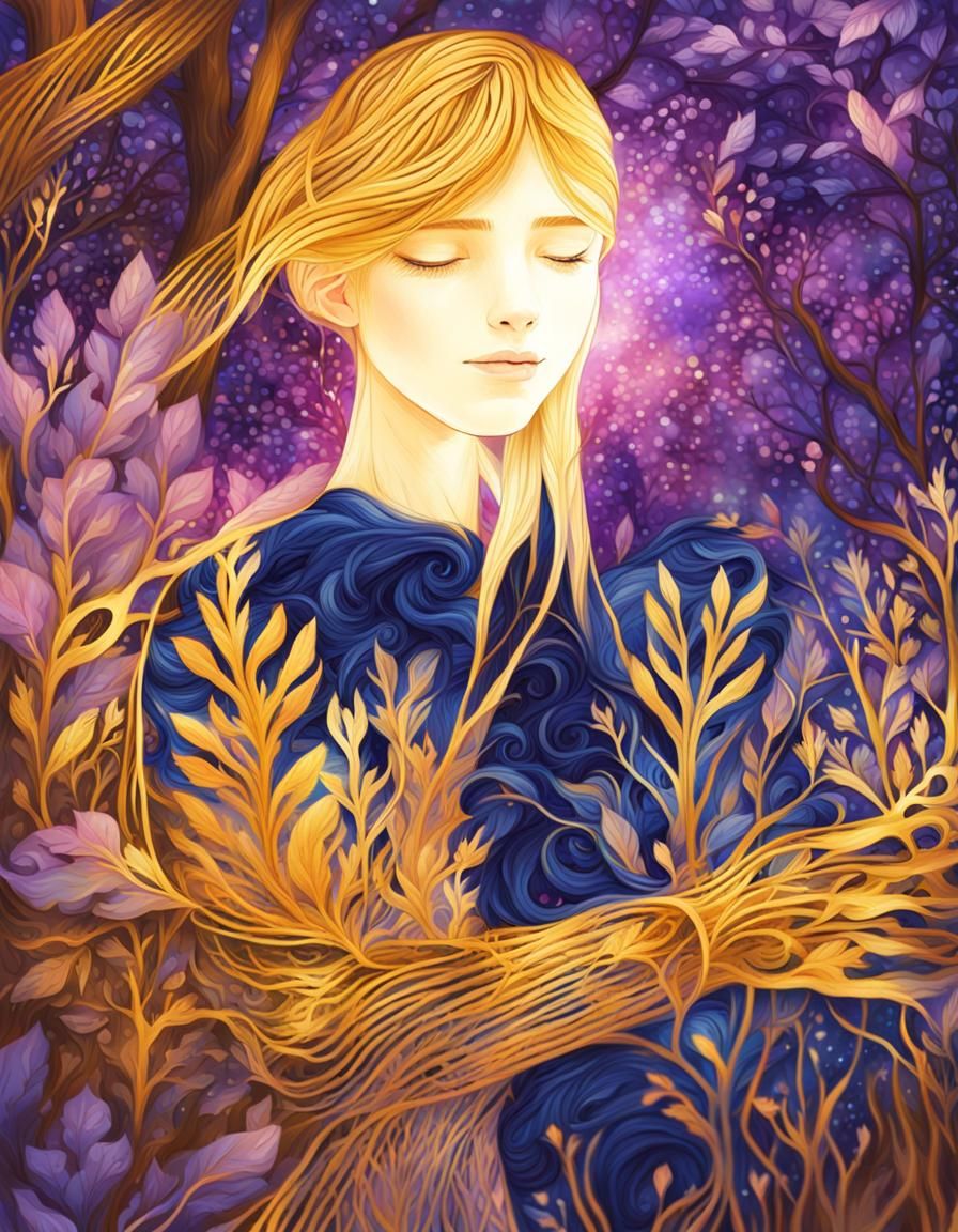 Romantic Kiss in Mystical Forest Concept Art