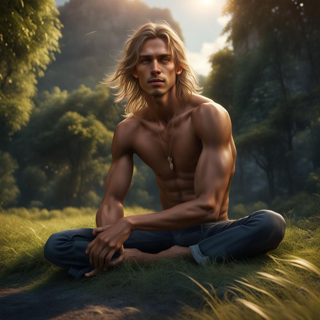 Sun-Kissed Youth: A Detailed Fantasy Portrait