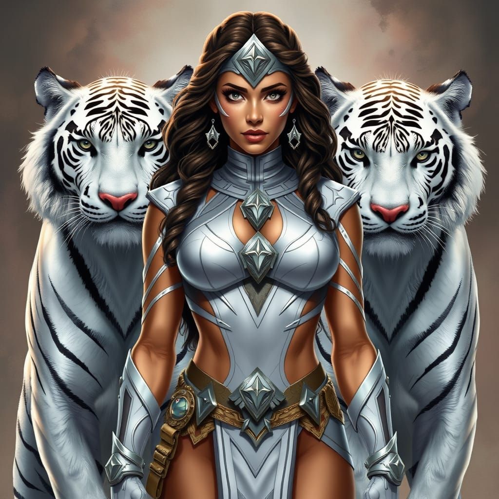 Marvel's White Tiger in Artistic Costume with Majestic White...