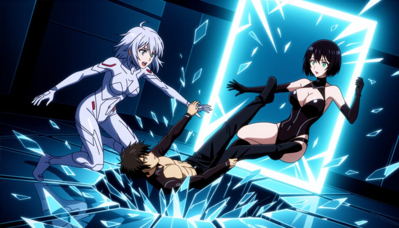 Anime Action Scene: Mirror Dimensions and Falling
