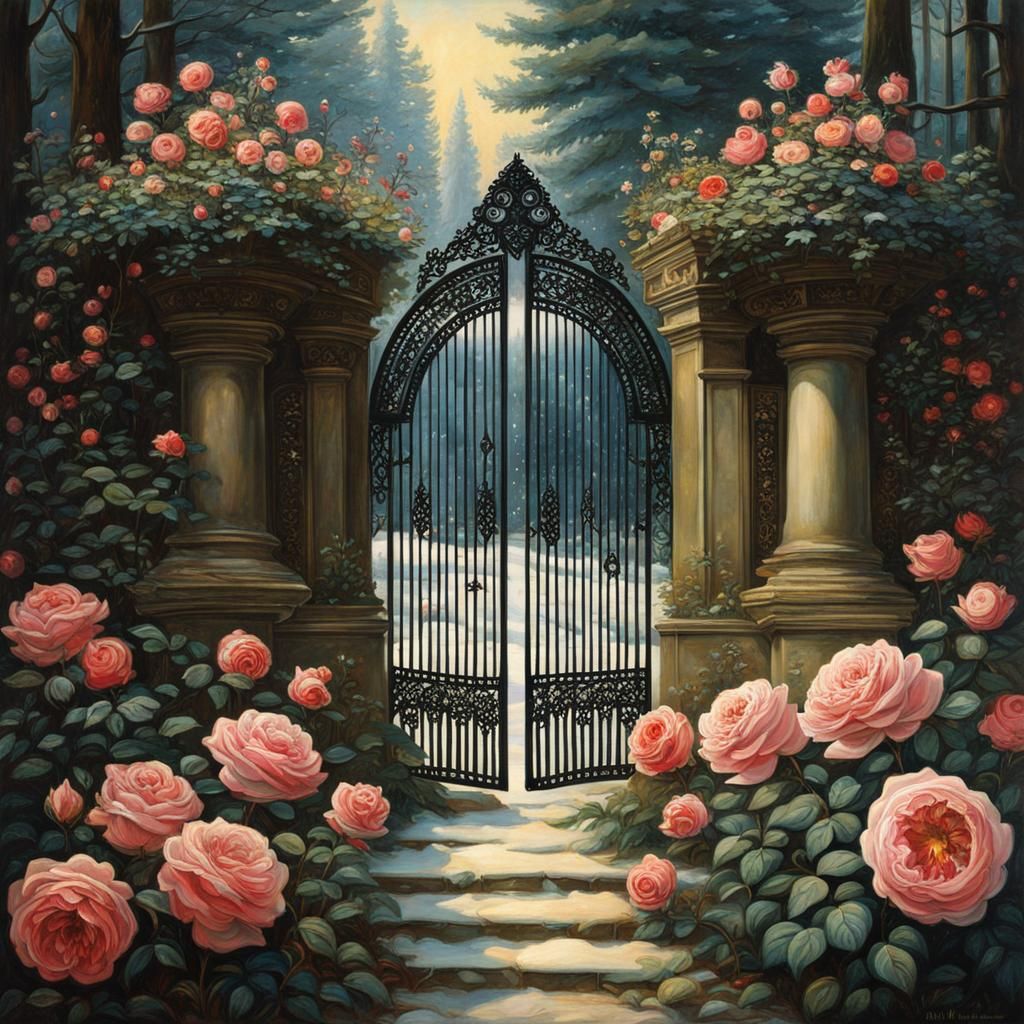 Portal Gate Between Winter Forest and Summer Garden