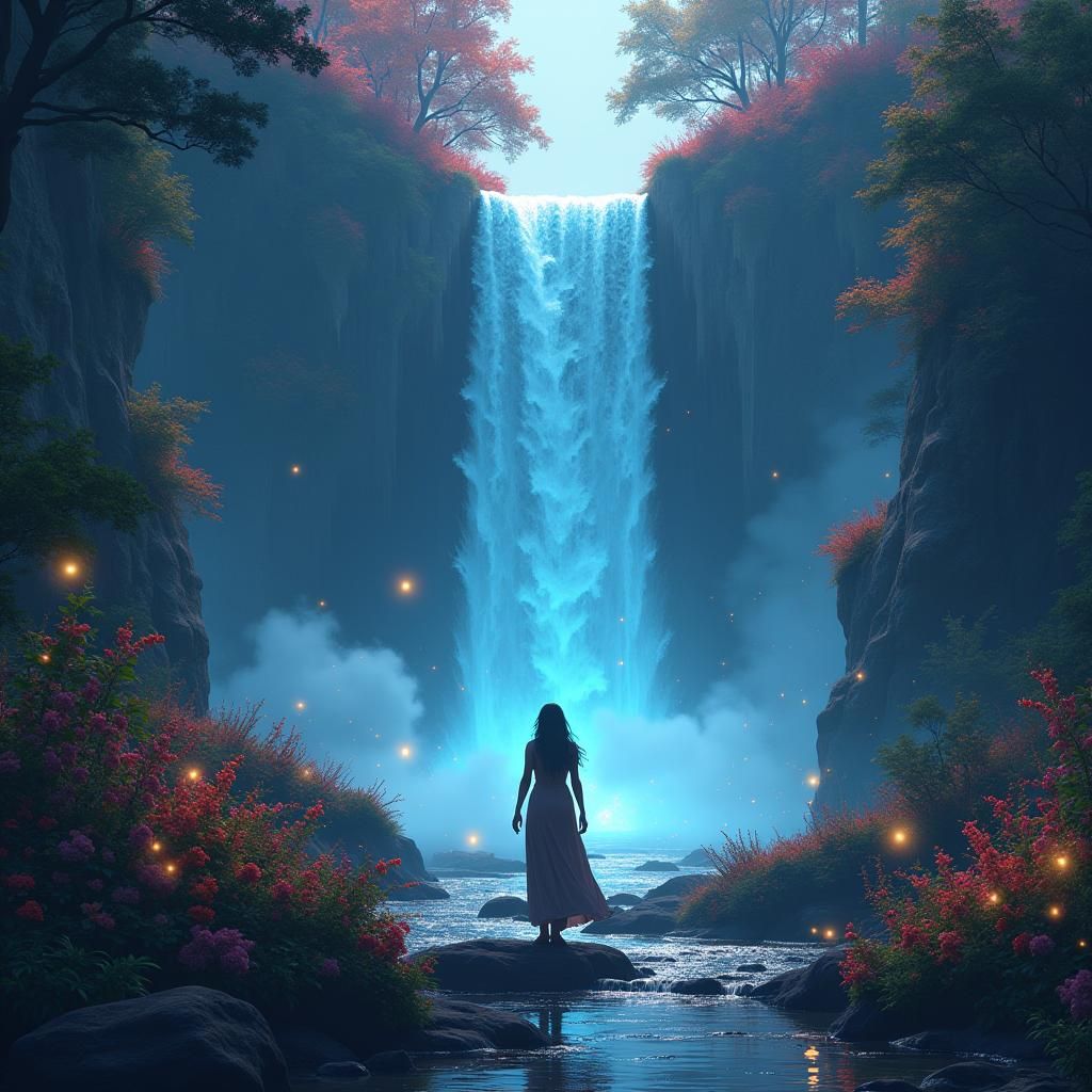 Mystical Waterfall: High-Fantasy Concept Art