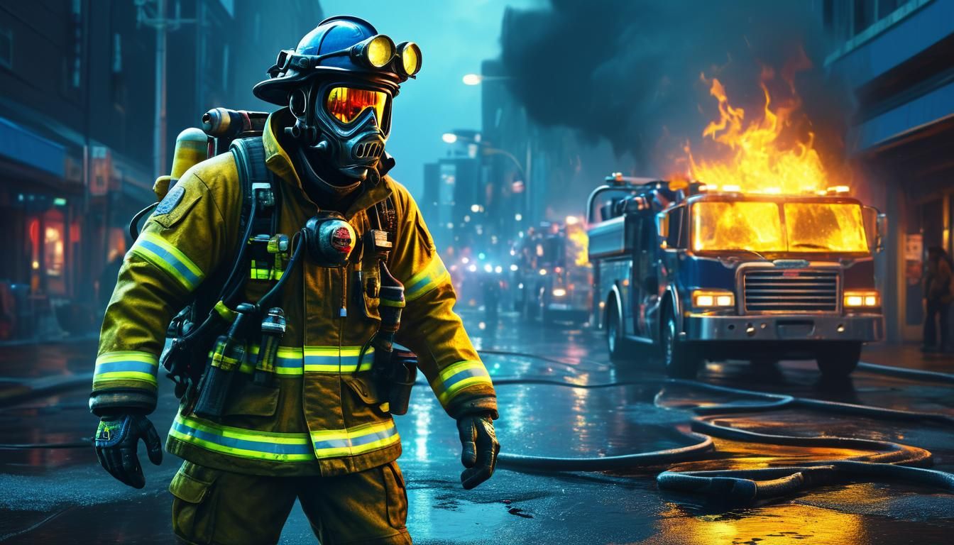 Alien Firefighter Concept Art in Sci-Fi City