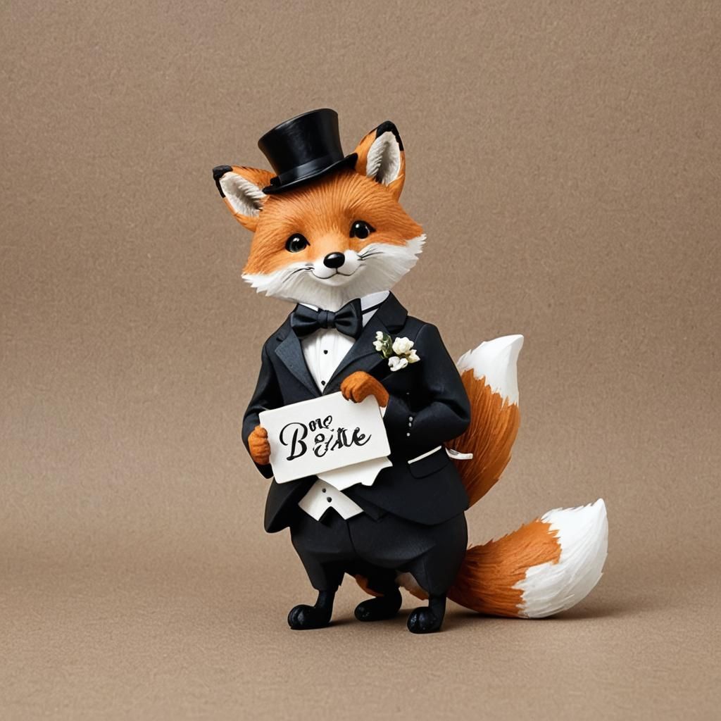 Fox in Tuxedo Wishes Bonne Fête Emma
