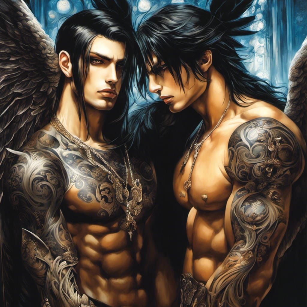 Gothic Angels in Acrylic Anime Style