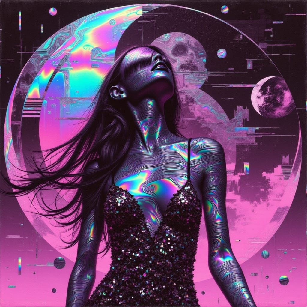 Retro-Futuristic Fashion Model in Sorayama Style