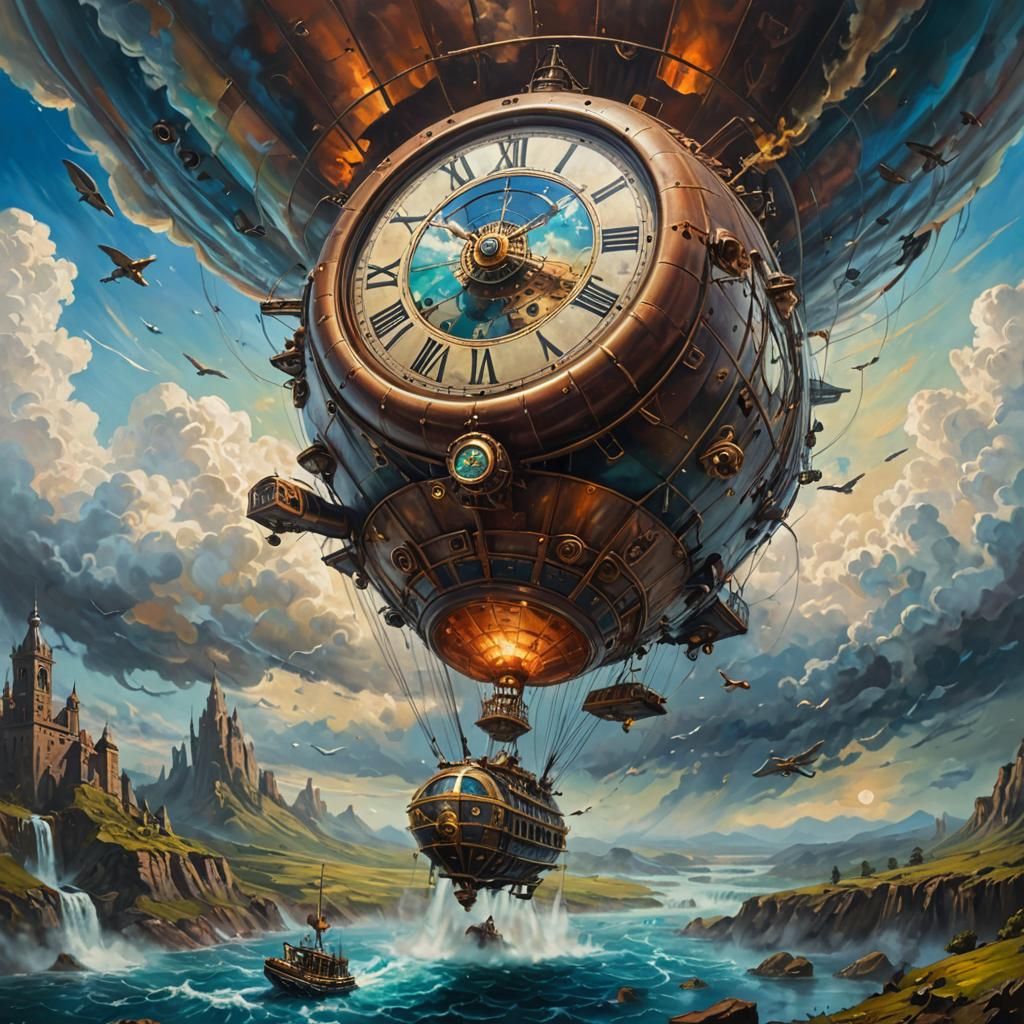 Steampunk Zeppelin-airship