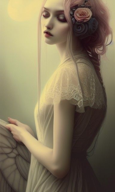 Ethereal Ghost in Rococo Dress, Gothic Romantic Style