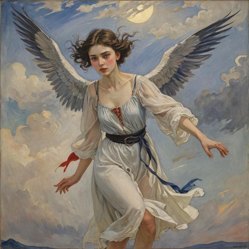 Surreal Night Mirage Inspired by Early 20th-Century Art