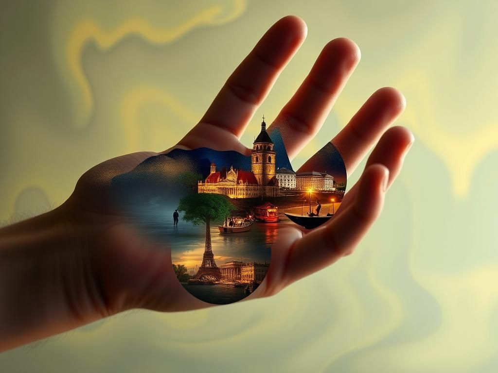 Surreal Hand Diorama of Life Events in 8k