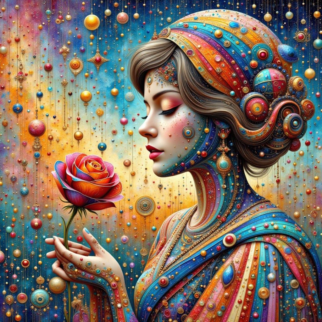 Ethereal Clouds With Fractal Haze and Stars, Pen and Ink Sty...