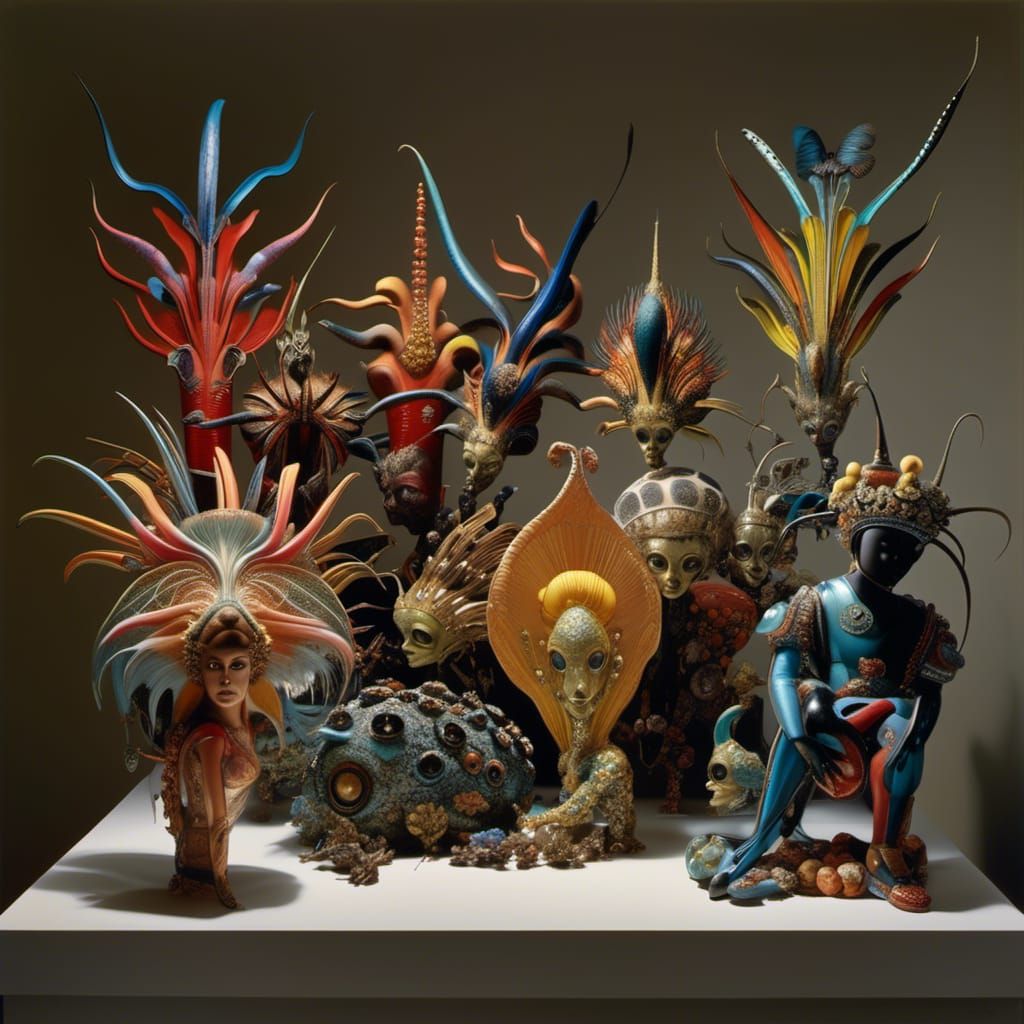 Surreal Alien Portraits in Detailed Abstract Style