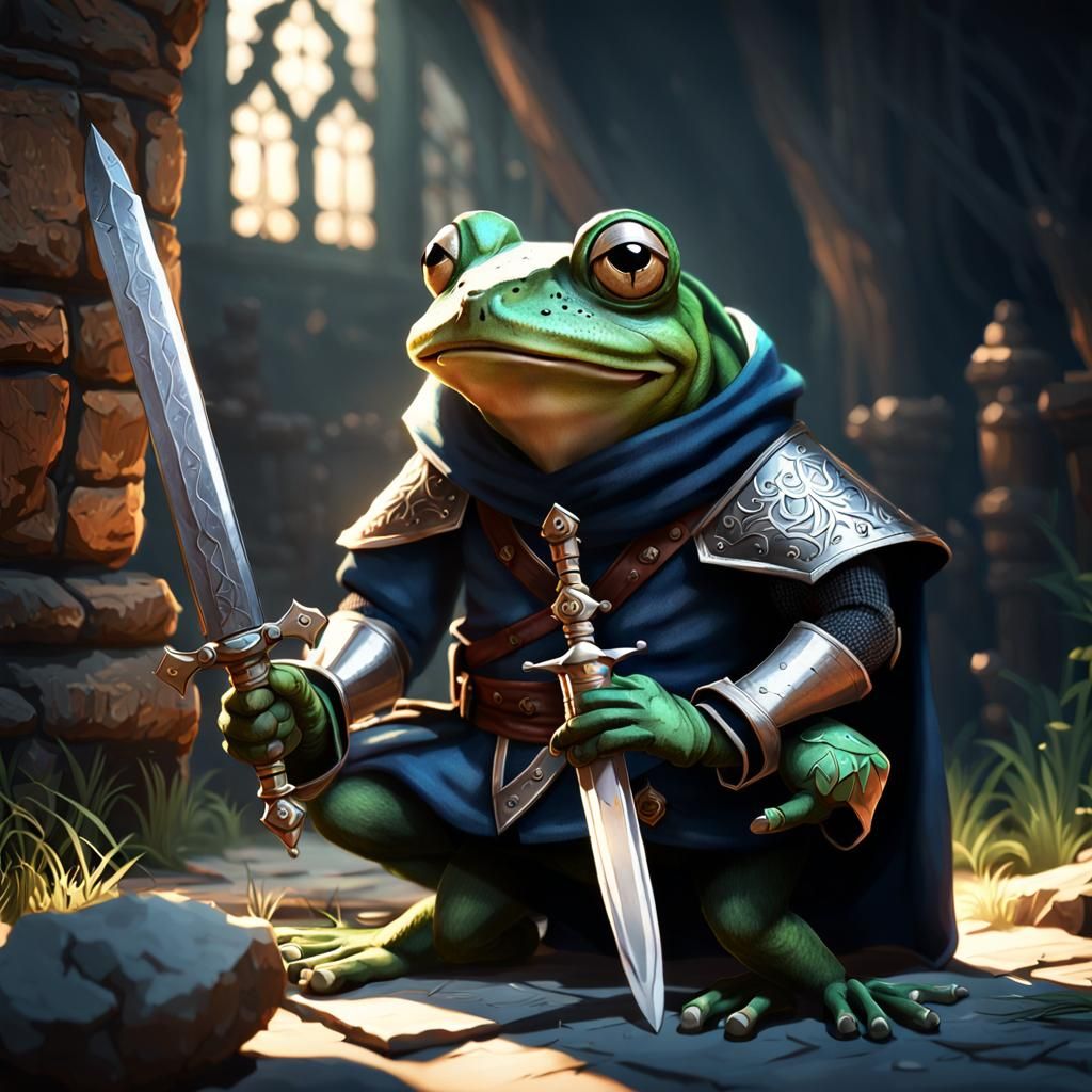 Frog Rogue in Shadows: Detailed 3D Anime Art