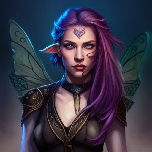 Fantasy Sorceress with Butterfly Wings, Digital Art