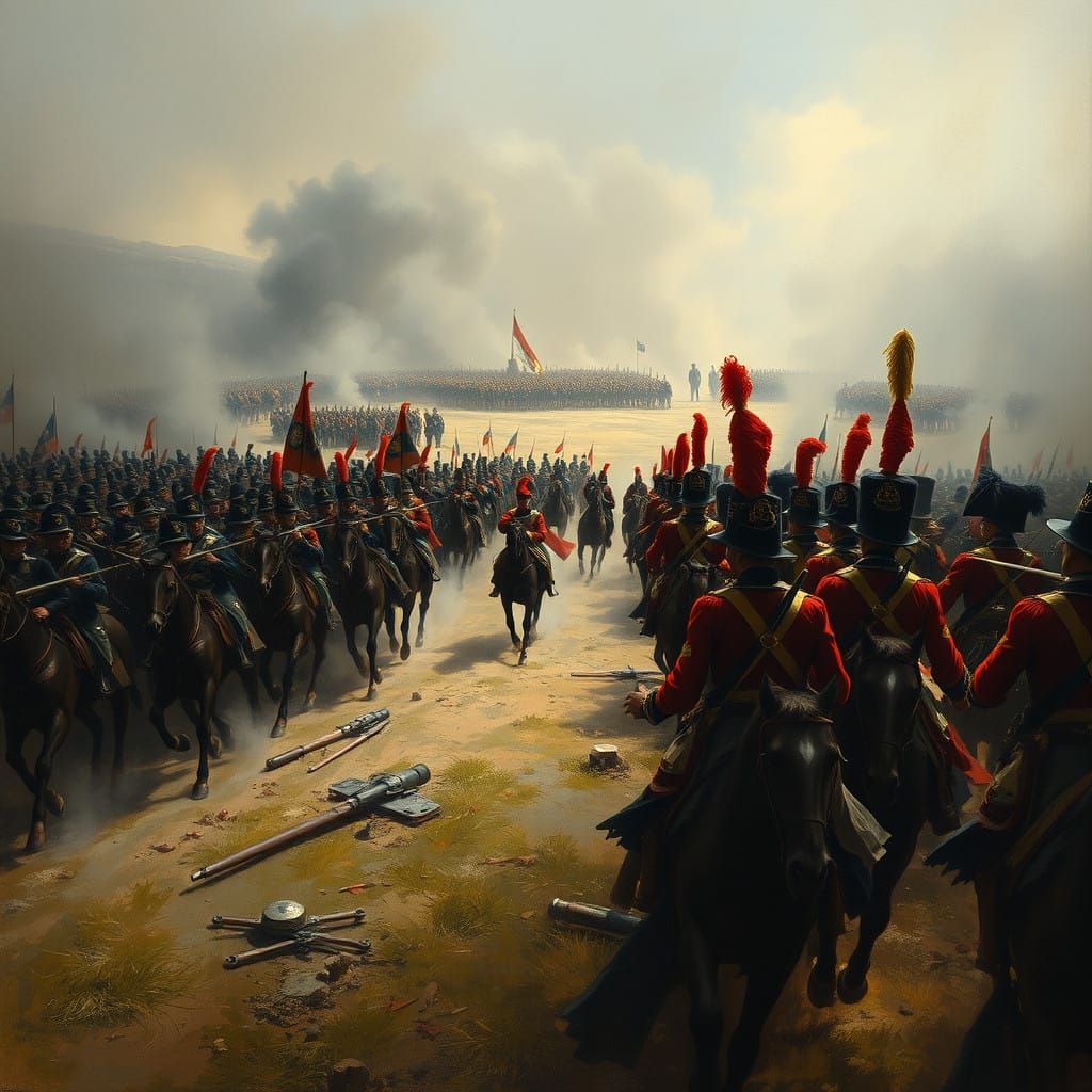 Napoleon's Fierce Old Guard Charges into Battle