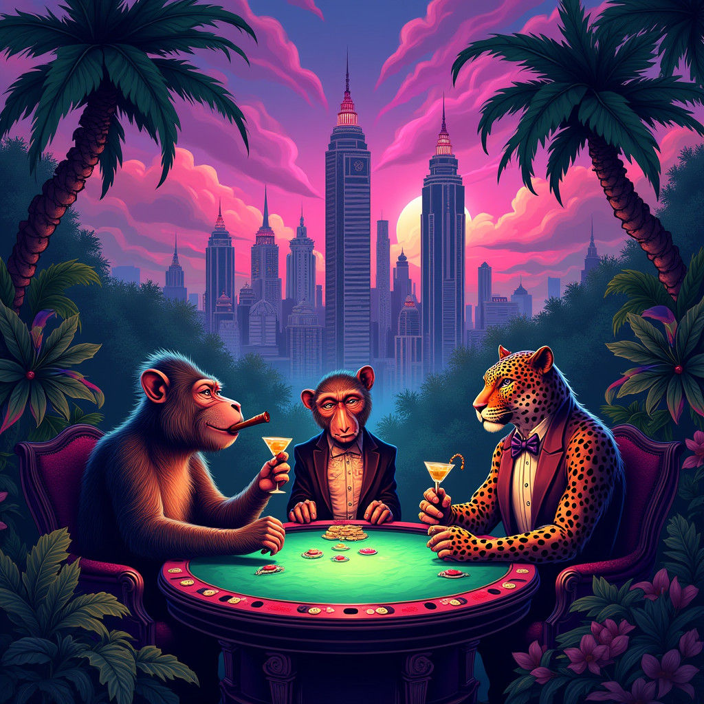 Psychedelic Jungle City Casino at Night