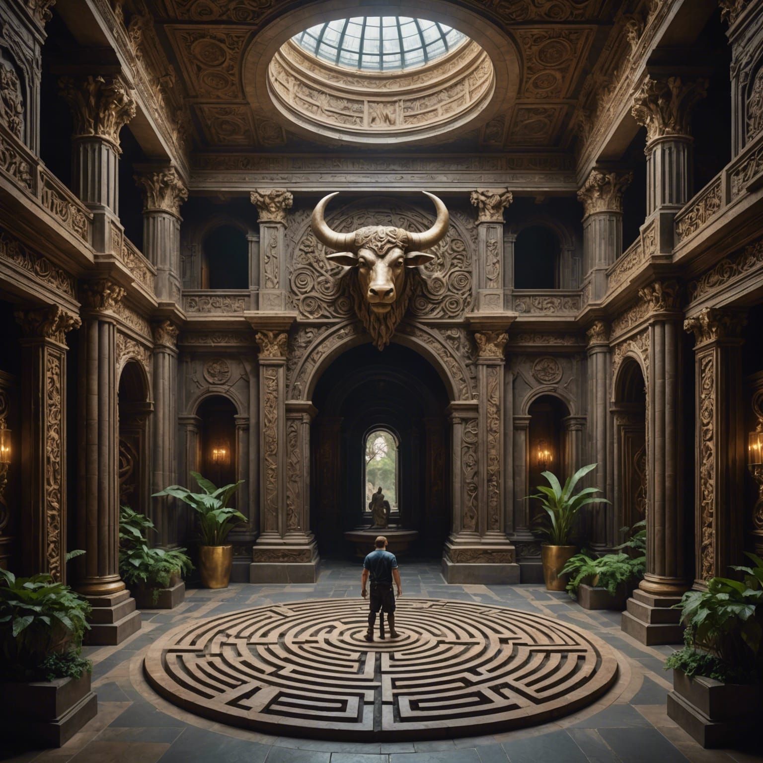 Minotaur Guards Labyrinth Entrance