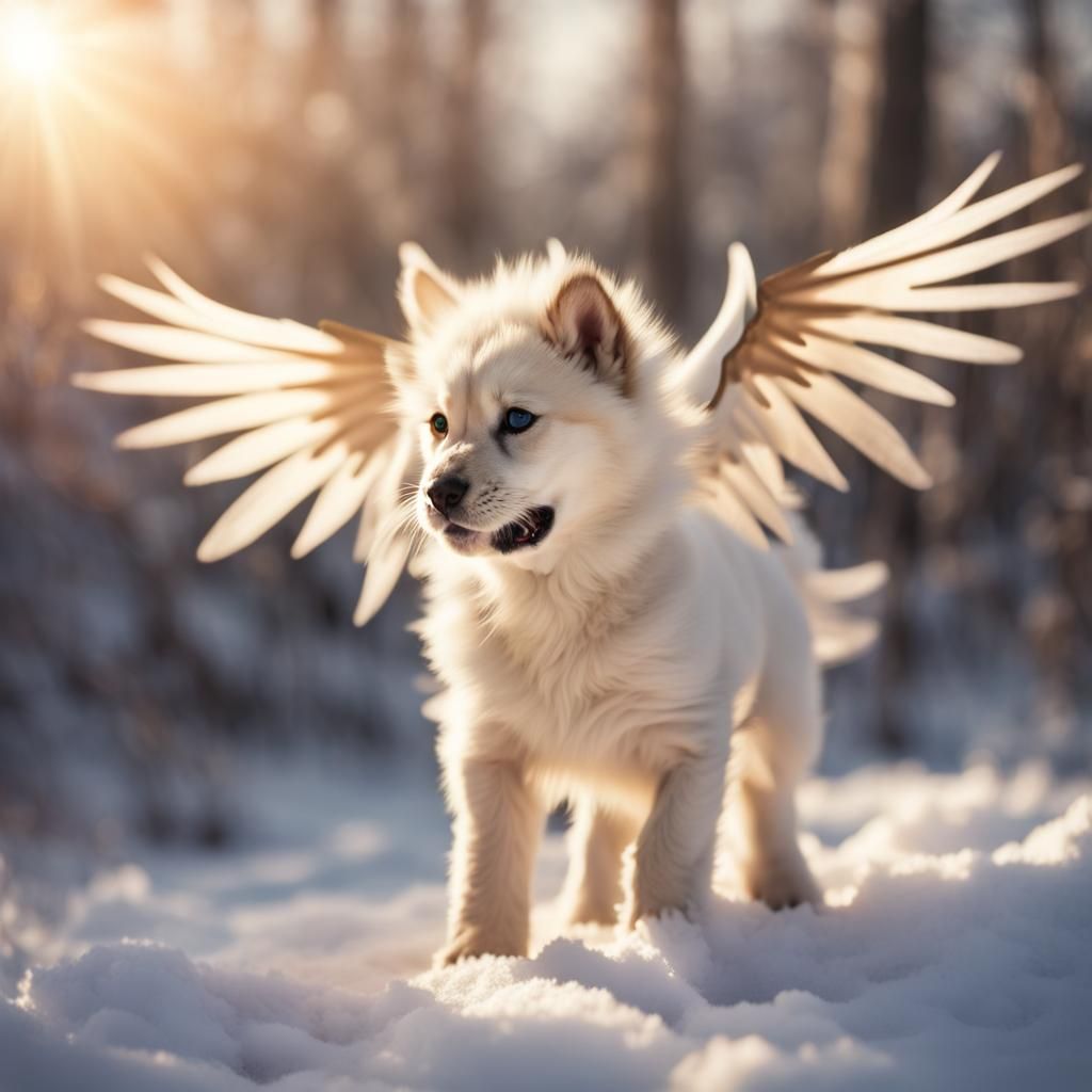 Hybrid Puppy Dragon Lion Creature with Wings