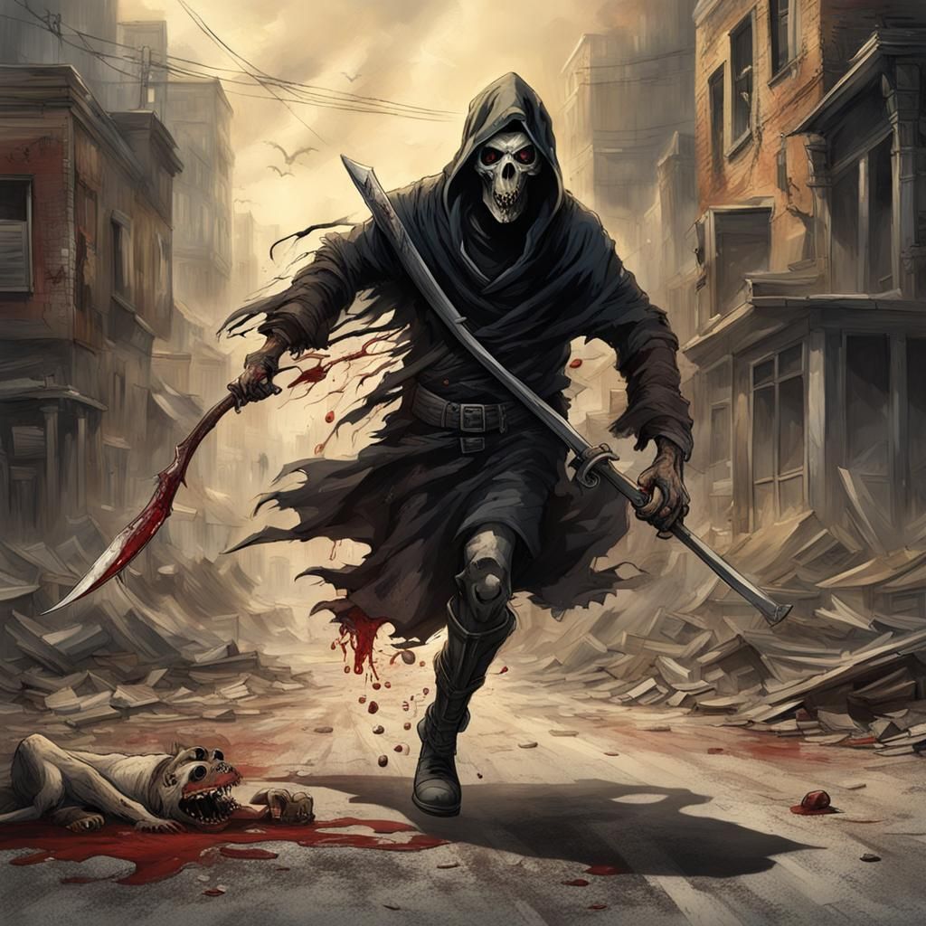 Grim Reaper Runs Wild in Post-Apocalyptic Scene