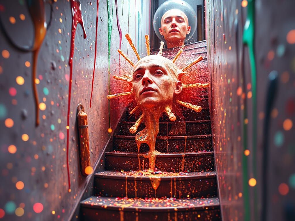 A Melting Face and Staircase - Explosions of Glitterglass Di...