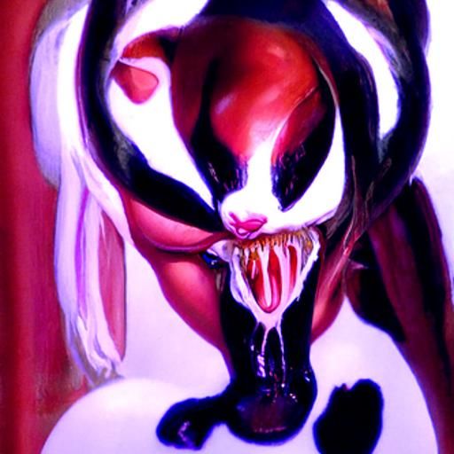 Symbiote Bunny: Dark Goddess in Oil Painting